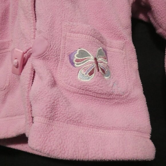 ADORABLE JR TOO | size 6 girls, kids | Pink Fleece Hooded Pea Coat | Butterflies - Picture 9 of 16